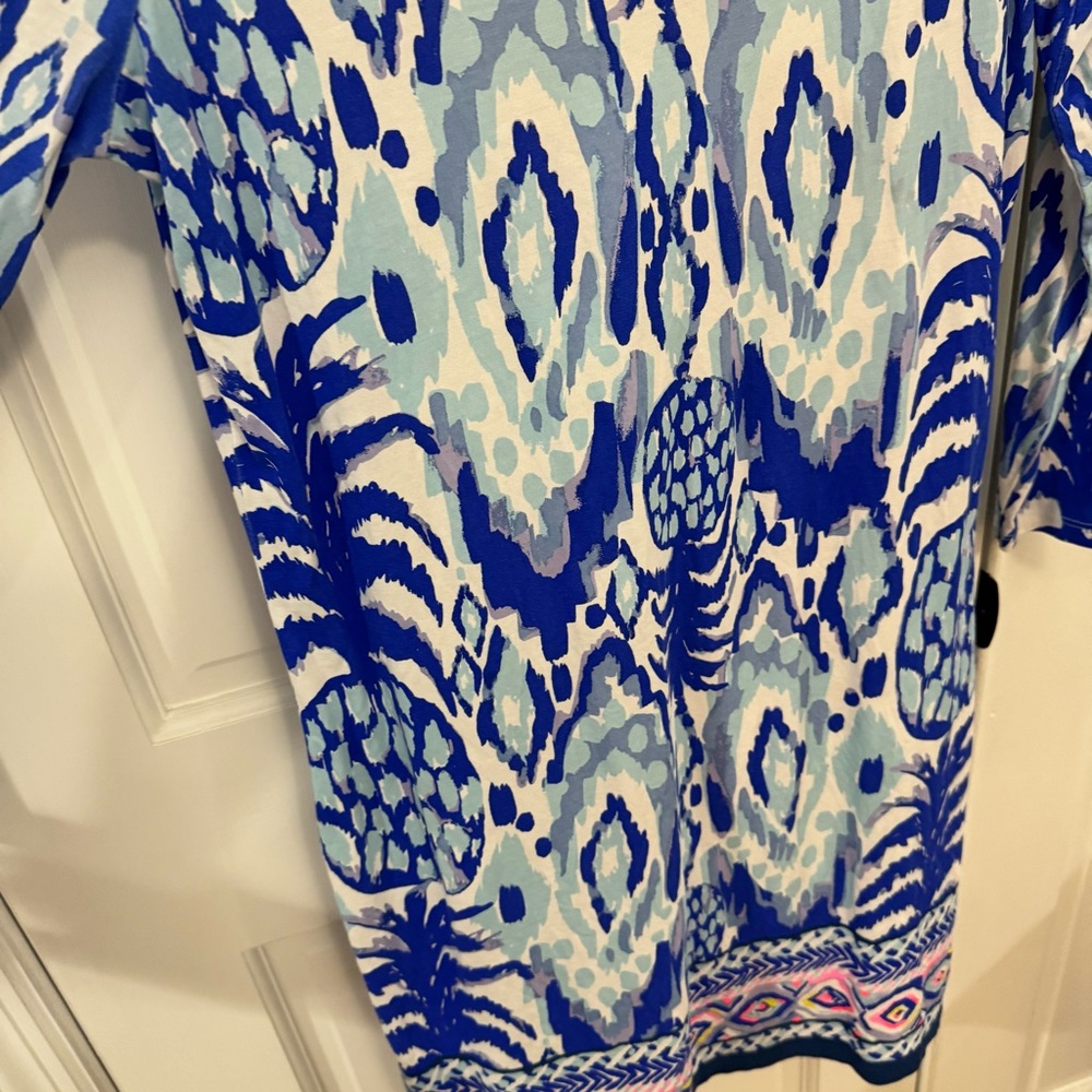 🌴 Lilly Pulitzer‎ Blue Pineapple Print Dress – Size S | Pima Cotton 🌴 - Picture 2 of 4